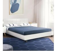 IDMARKET Lit double CHARLOTTE avec tête de lit et sommier 140 x 190 cm PVC blanc