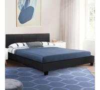 Lit double CHARLOTTE avec sommier 140x190cm PVC noir