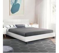 IDMarket - Lit double Charlotte avec tête de lit et sommier 160 x 200 cm PVC blanc