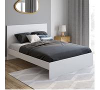 IDMARKET Lit double OMAHA avec tête de lit et sommier 140 x 190 cm blanc