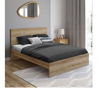 IDMARKET Lit double OMAHA avec tête de lit et sommier 140 x 190 cm façon hêtre