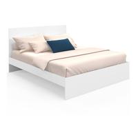 IDMarket - Lit double Omaha avec tête de lit et sommier 160 x 200 cm Blanc