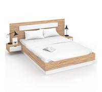 IDMarket - Lit Double Santa 140 x 190 cm Bois et Blanc