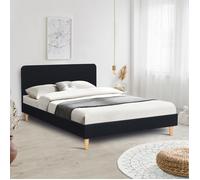 IDMARKET Lit double scandinave BALTA avec tête de lit et sommier 140 x 190 cm tissu noir