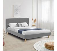 Lit Double Scandinave Balta 160 X 200 Cm Tissu Gris Clair Gris