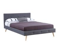 IDMarket - Lit Double scandinave Oslo avec tête de lit et sommier Tissu