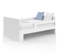 IDMarket - Lit Simple évolutif Gaspard 90 x 140/190 cm avec sommier et barrières Bois Blanc