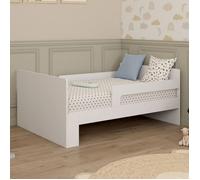 IDMarket - Lit Simple évolutif Gaspard 90 x 140/190 cm avec sommier et barrières Bois Blanc