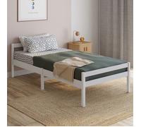 IDMarket Lit simple HARPER 90 x 190 cm avec sommier bois blanc