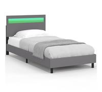 IDMarket - Lit Simple Neo 90 x 190 cm PVC Gris