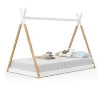 IDMarket - Lit tipi Enfant 90 x 190 CM Come avec sommier Bois et Blanc