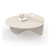 IDMarket - Lot 2 tables basses rondes GUILIA asymétriques effet travertin Beige
