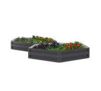 IDMarket - Lot de 2 carrés Potager en métal châssis hexagonale 120 cm Gris Anthracite