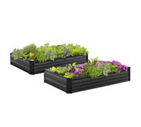 IDMarket - Lot de 2 carrés Potager en métal châssis rectangulaire 80x115 cm Gris Anthracite