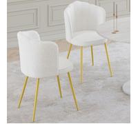 Lot De 2 Chaises Coquillage Adelaide Bouclette Blanche Pieds Dorés