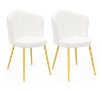 IDMarket - Lot de 2 chaises Coquillage Adelaide Bouclette Blanche Pieds dorés