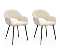 IDMarket - Lot de 2 chaises de Salle à Manger Clara en Velours crème