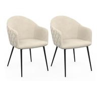 IDMarket - Lot de 2 chaises de Salle à Manger, fauteuils de Table Moly en Velours gaufré Beige