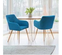IDMarket - Lot de 2 chaises de salle à manger Dania scandinaves Bleu canard