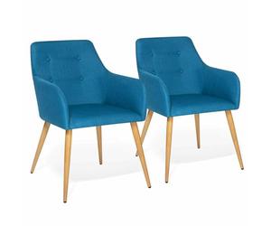 IDMarket - Lot de 2 chaises de Salle à Manger scandinaves, fauteuils de Table Dania Bleu Canard