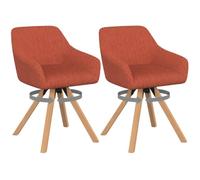 IDMarket - Lot de 2 chaises pivotantes 360° de Salle à Manger | Fauteuils de table JANY en velours côtelé coloris terracotta