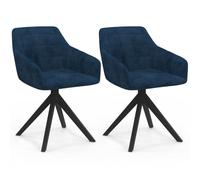 IDMarket – Chaises pivotantes Mady pour salle à manger en velours bleu – Lot de 2