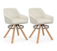 IDMarket - Chaises pivotantes Jany - Lot de 2 en velours côtelé beige pour salle à manger