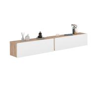 IDMarket - Lot de 2 Consoles suspendues étagères murales ELYOS 1 Porte Bois et Blanc