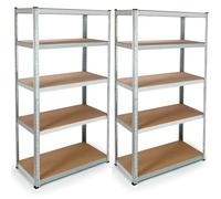 IDMarket Étagères modulables en métal 10 plateaux charges lourdes – Lot de 2