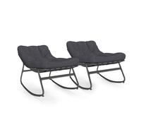 IDMarket - Lot de 2 fauteuils de Jardin à Bascule Arona Gris Anthracite Coussin Gris
