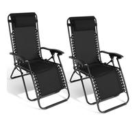IDMarket - Lot de 2 fauteuils de jardin Relax Grand Confort inclinables Noir