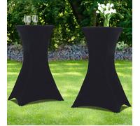 IDMarket - Lot de 2 Housses Noires pour Table Haute Pliante 105 CM