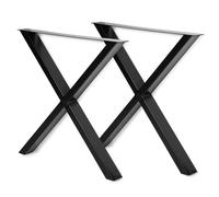 IDMarket - Lot de 2 Pieds de Table Forme X 72x73 cm Noir Design Industriel
