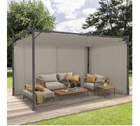 IDMARKET Lot de 2 rideaux pour pergola taupe 3 et 4 M panneaux muraux avec fermeture éclair