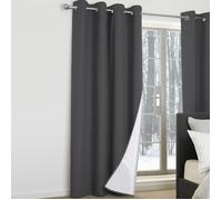 IDMARKET Lot de 2 rideaux thermiques gris anthracite 135x240 cm