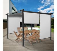 IDMARKET Lot de 2 stores enrouleurs L.124 x H. 225 CM pour pergola blanc