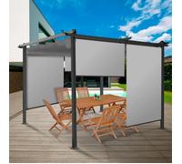 IDMarket - Lot de 2 Stores enrouleurs L.124 x H. 225 CM pour pergola Gris Clair