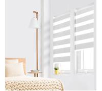 IDMARKET Lot de 2 stores enrouleurs zébrés jour nuit l.45 x H. max 170 CM blancs
