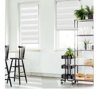 IDMARKET Lot de 2 stores enrouleurs zébrés jour nuit l.55 x H. max 170 CM blancs