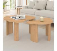 IDMarket - Lot de 2 Tables Basses gigognes Coline 70/50 Bois façon hêtre