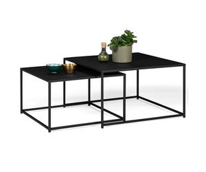 IDMarket - Lot de 2 Tables Basses gigognes Davis 60/70 en métal Noir Mat Design Industriel