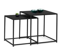 IDMarket – Lot de 2 tables basses gigognes Davis 40/45 – métal noir mat, design industriel