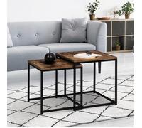 IDMarket Lot de 2 tables basses gigognes Dayton 40/45 effet vieilli design industriel