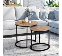 IDMarket – Lot de 2 tables basses gigognes Detroit rondes 40/45 design industriel multicolore