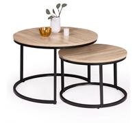 IDMarket - Lot de 2 Tables Basses gigognes Detroit Rondes 54/70 Design Industriel