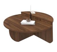 IDMarket - Lot de 2 Tables Basses Rondes GUILIA 90 cm asymétriques Effet Noyer