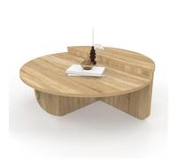 IDMarket - Lot de 2 Tables Basses Rondes GUILIA asymétriques façon hêtre