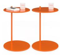 IDMarket - Lot de 2 Tables d'appoint Rondes Leontine 40 cm métal Orange | Bouts de canapé, tables de chevet