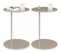 IDMarket - Lot de 2 Tables d'appoint Rondes Leontine 40 cm métal Taupe