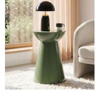 IDMARKET Lot de 2 tables d'appoint rondes table basse bouts de canapé tables de chevet ODETTE 30 cm métal vert kaki